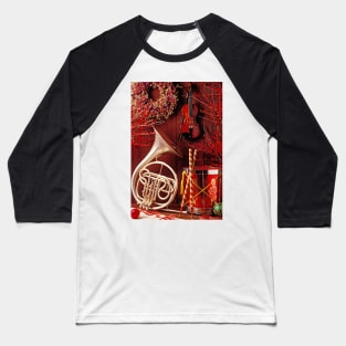 French horn Christmas still life Baseball T-Shirt